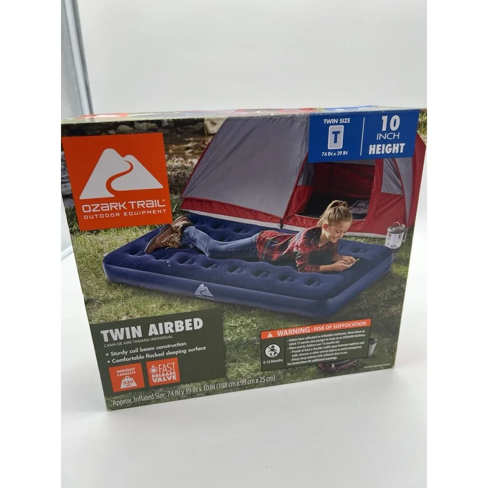 New Ozark Trail Twin Airbed Air Mattress Camping Portable New‎ Unopened Blue NIB